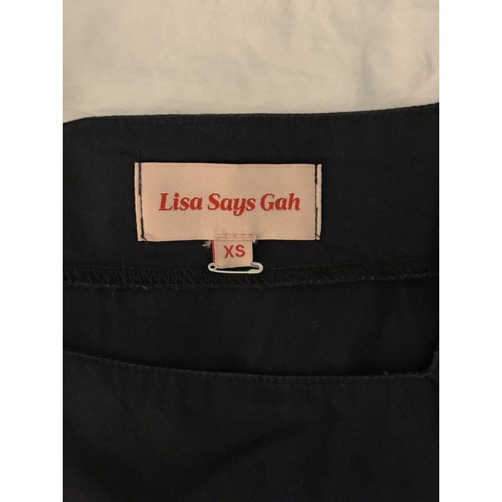 Lisa Says Gah Women’s Maddie Navy Cotton Square Neck Puff Sleeve Blouse Sz XS - Picture 5 of 9
